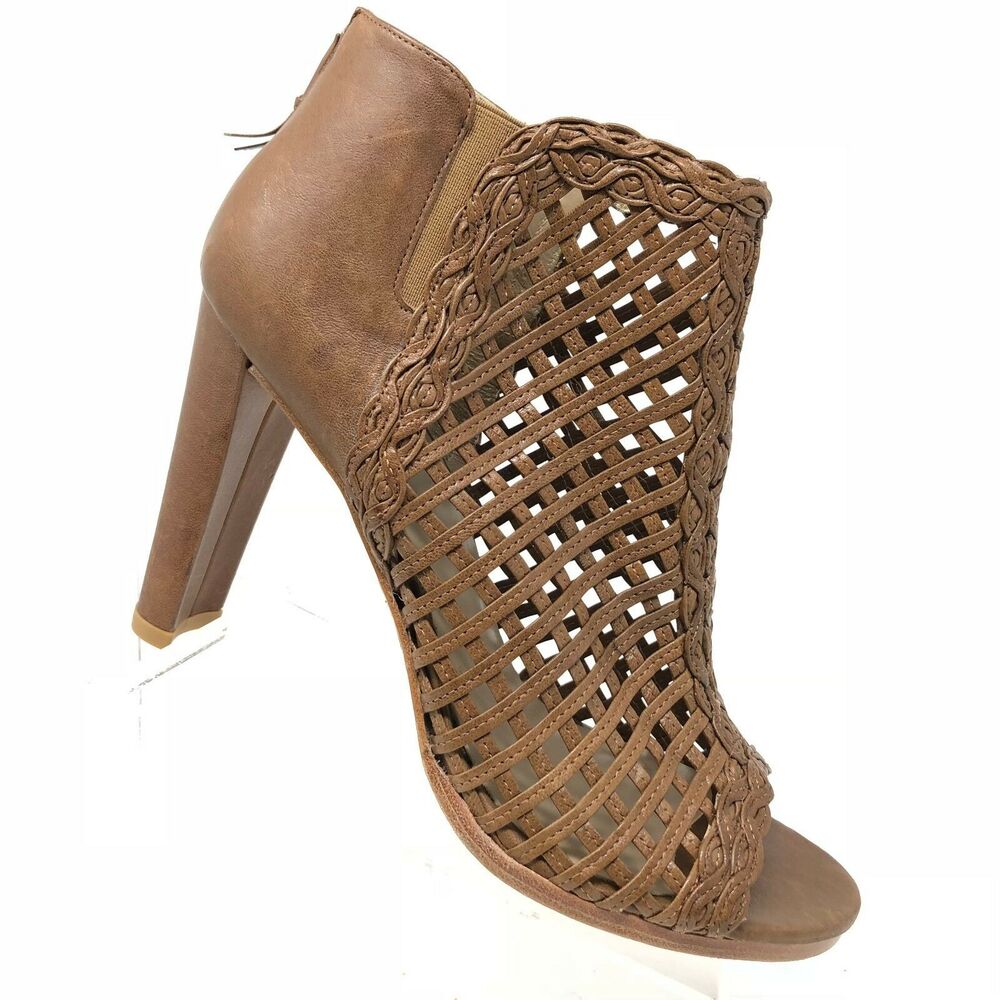 Stuart Weitzman Bootie Womens Size 10 M Wayin Caged Heel‎ Leather Open Toe